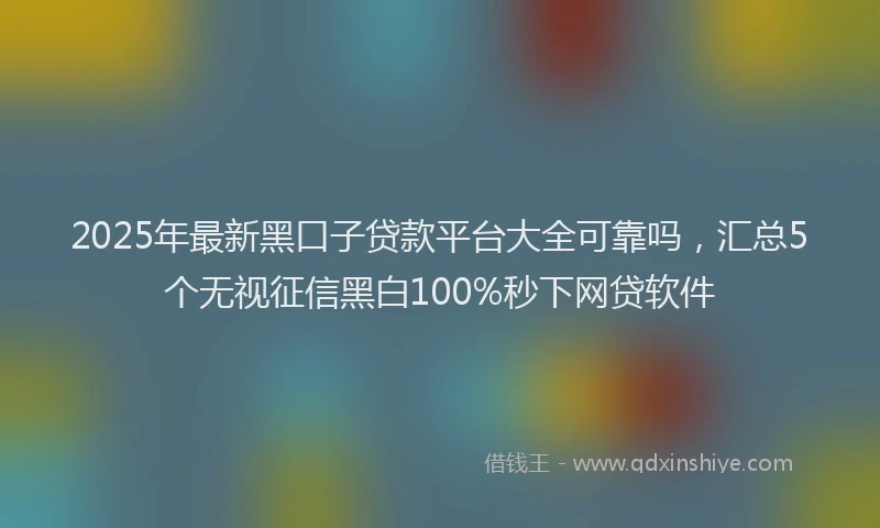 2025年最新黑口子贷款平台大全可靠吗，汇总5个无视征信黑白100%秒下网贷软件