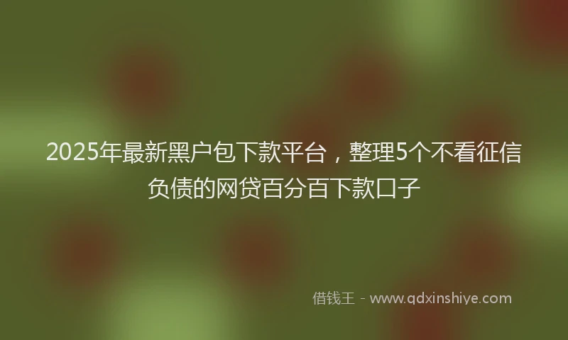 2025年最新黑户包下款平台，整理5个不看征信负债的网贷百分百下款口子