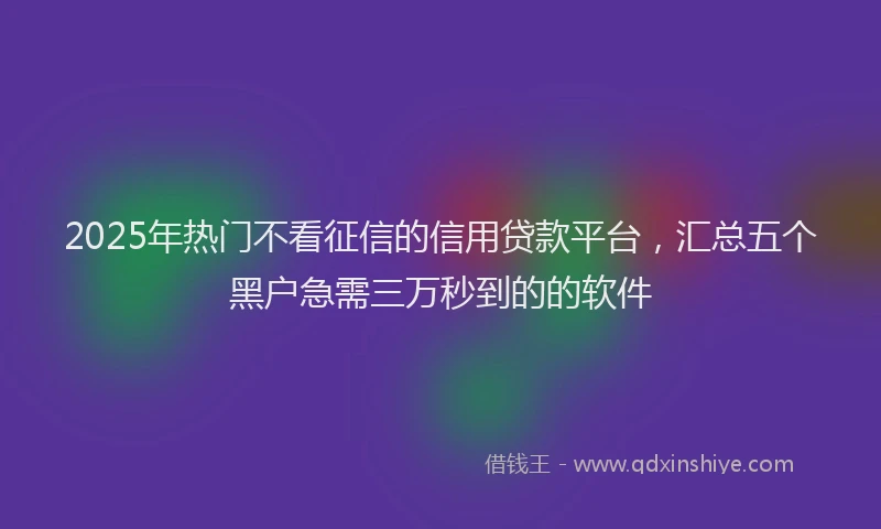 2025年热门不看征信的信用贷款平台，汇总五个黑户急需三万秒到的的软件