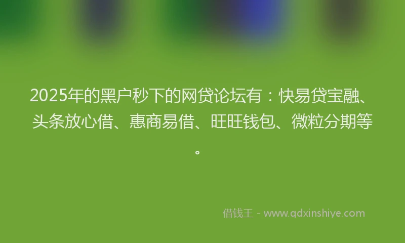 2025年的黑户秒下的网贷论坛有：快易贷宝融、头条放心借、惠商易借、旺旺钱包、微粒分期等。