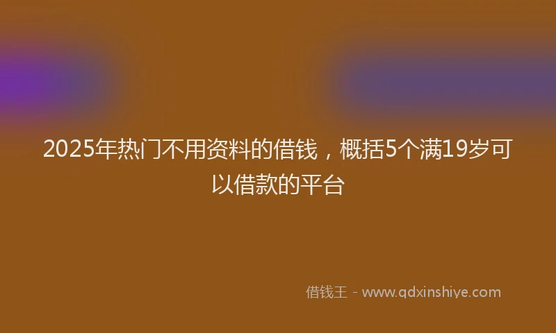2025年热门不用资料的借钱，概括5个满19岁可以借款的平台