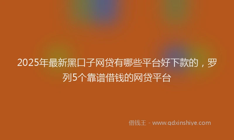 2025年最新黑口子网贷有哪些平台好下款的，罗列5个靠谱借钱的网贷平台