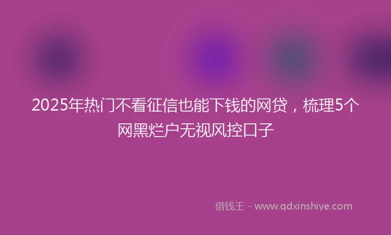 2025年热门不看征信也能下钱的网贷，梳理5个网黑烂户无视风控口子