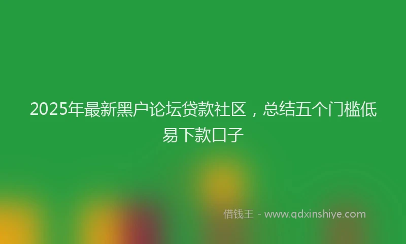 2025年最新黑户论坛贷款社区，总结五个门槛低易下款口子