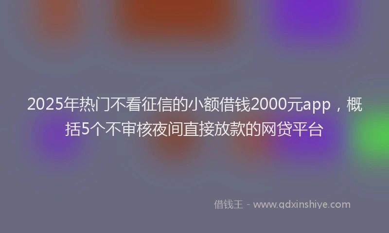 2025年热门不看征信的小额借钱2000元app，概括5个不审核夜间直接放款的网贷平台