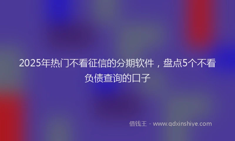 2025年热门不看征信的分期软件，盘点5个不看负债查询的口子
