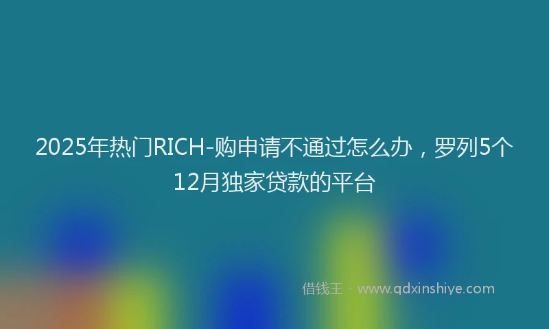 2025年热门RICH-购申请不通过怎么办，罗列5个12月独家贷款的平台