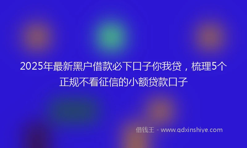 2025年最新黑户借款必下口子你我贷，梳理5个正规不看征信的小额贷款口子