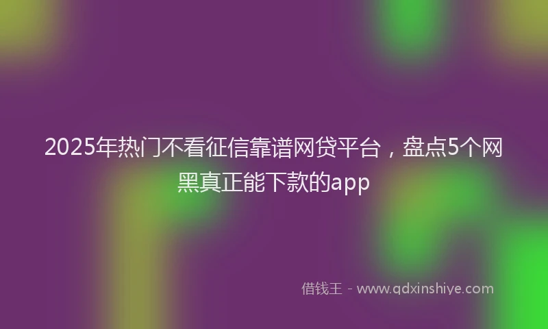 2025年热门不看征信靠谱网贷平台，盘点5个网黑真正能下款的app