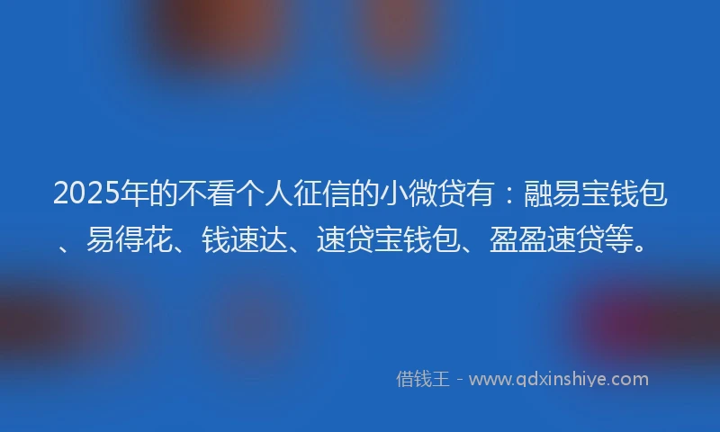 2025年的不看个人征信的小微贷有：融易宝钱包、易得花、钱速达、速贷宝钱包、盈盈速贷等。