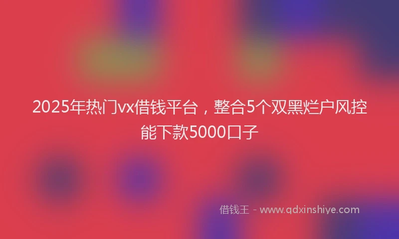2025年热门vx借钱平台，整合5个双黑烂户风控能下款5000口子