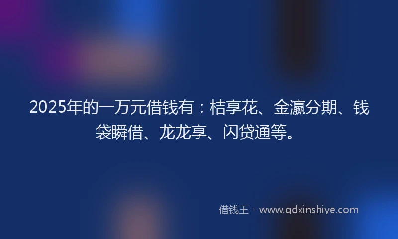2025年的一万元借钱有：桔享花、金瀛分期、钱袋瞬借、龙龙享、闪贷通等。