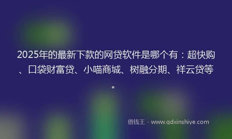 2025年的最新下款的网贷软件是哪个有：超快购、口袋财富贷、小喵商城、树融分期、祥云贷等。