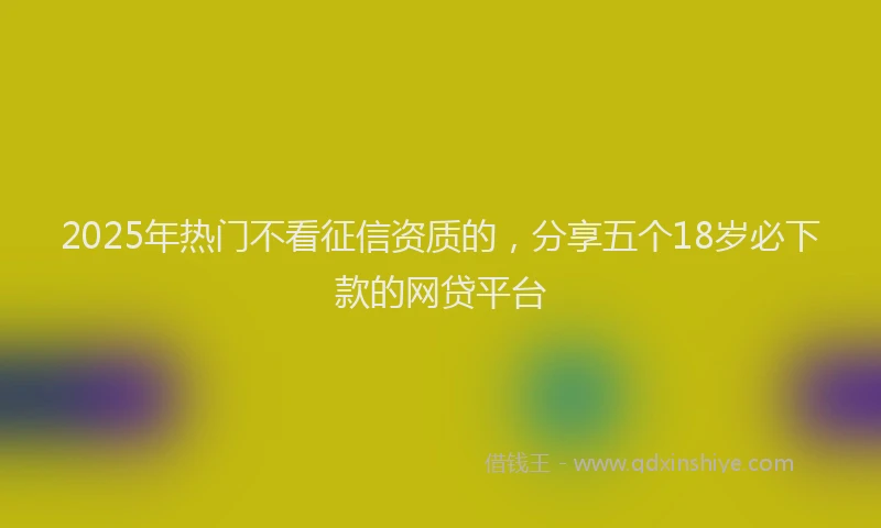 2025年热门不看征信资质的，分享五个18岁必下款的网贷平台