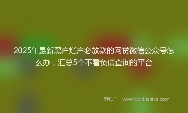 2025年最新黑户烂户必放款的网贷微信公众号怎么办，汇总5个不看负债查询的平台