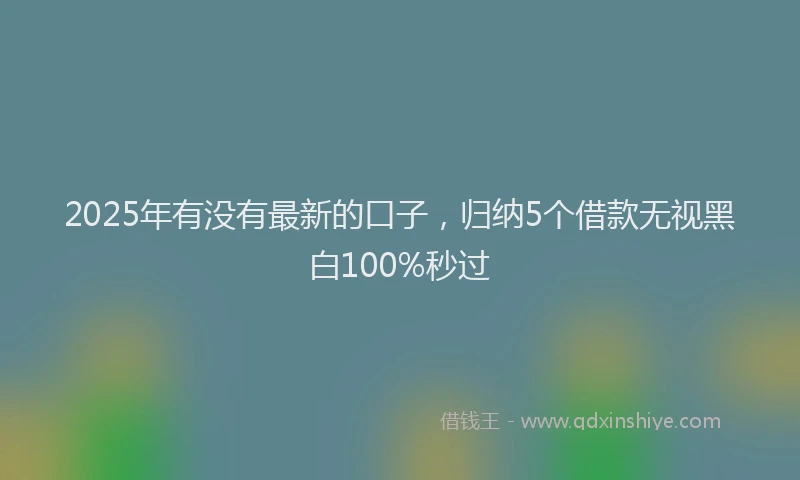 2025年有没有最新的口子，归纳5个借款无视黑白100%秒过