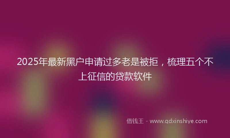 2025年最新黑户申请过多老是被拒，梳理五个不上征信的贷款软件