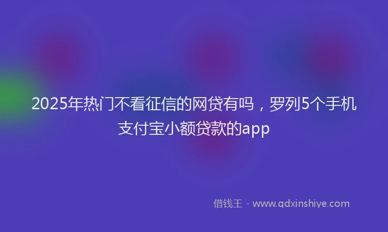 2025年热门不看征信的网贷有吗，罗列5个手机支付宝小额贷款的app