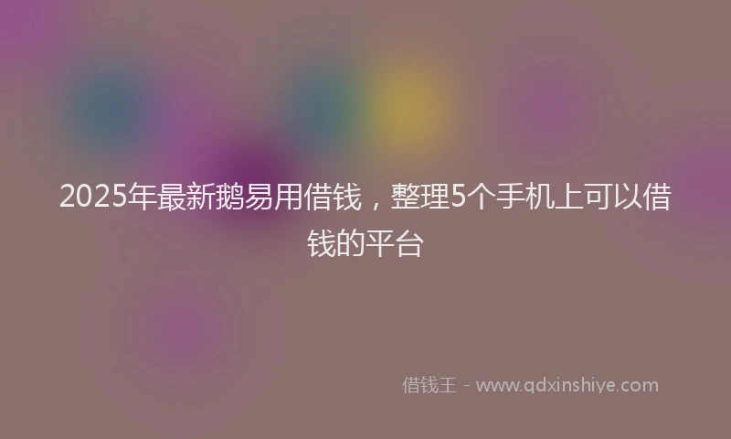 2025年最新鹅易用借钱，整理5个手机上可以借钱的平台