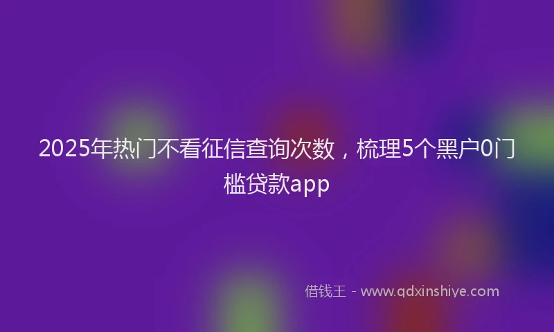 2025年热门不看征信查询次数，梳理5个黑户0门槛贷款app