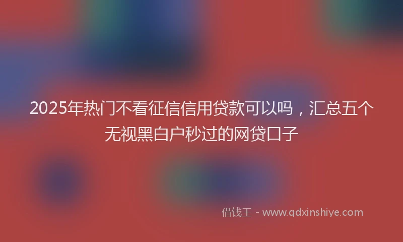2025年热门不看征信信用贷款可以吗，汇总五个无视黑白户秒过的网贷口子