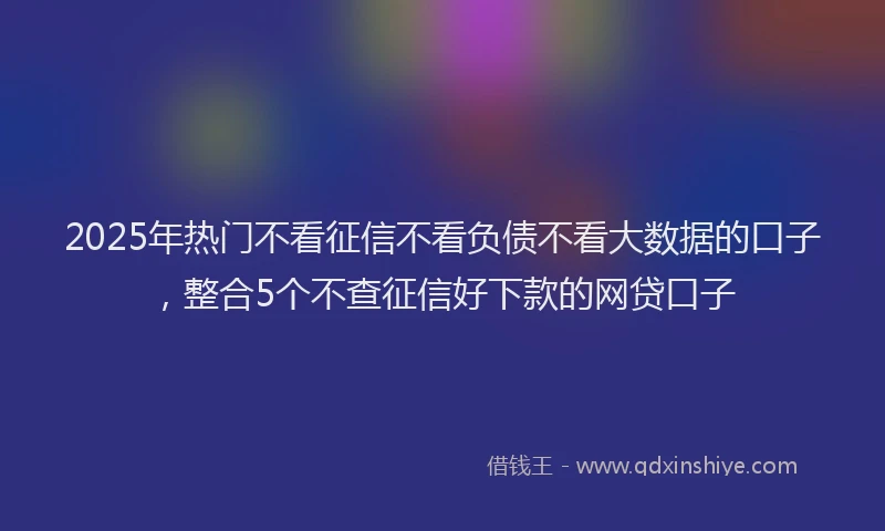 2025年热门不看征信不看负债不看大数据的口子，整合5个不查征信好下款的网贷口子