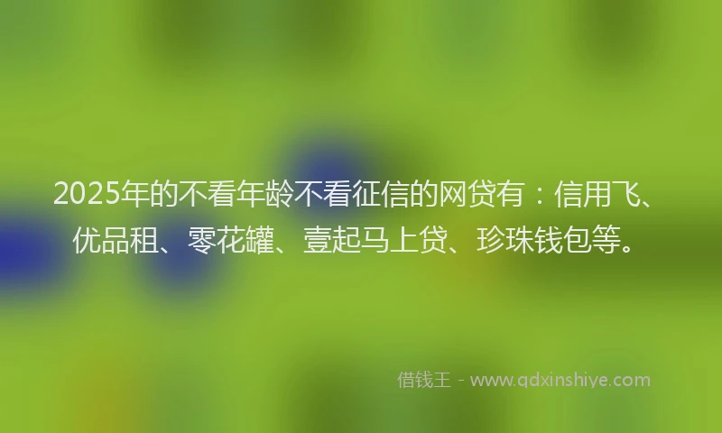 2025年的不看年龄不看征信的网贷有：信用飞、优品租、零花罐、壹起马上贷、珍珠钱包等。