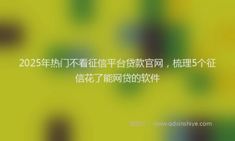 2025年热门不看征信平台贷款官网，梳理5个征信花了能网贷的软件