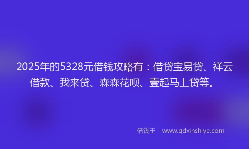2025年的5328元借钱攻略有：借贷宝易贷、祥云借款、我来贷、森森花呗、壹起马上贷等。