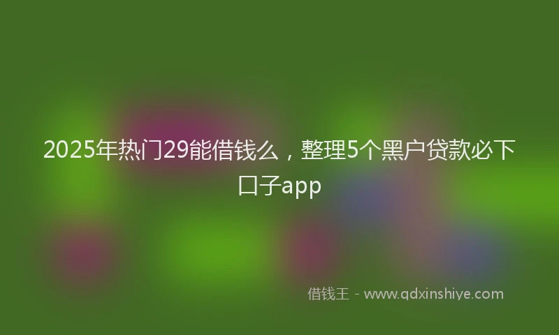2025年热门29能借钱么，整理5个黑户贷款必下口子app
