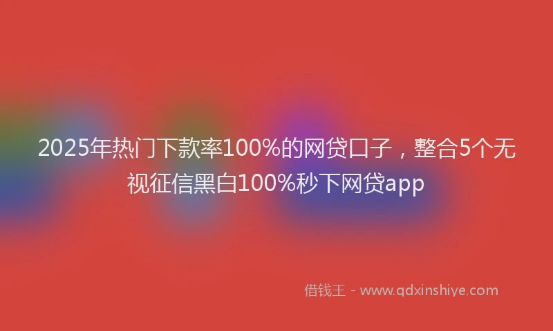 2025年热门下款率100%的网贷口子，整合5个无视征信黑白100%秒下网贷app