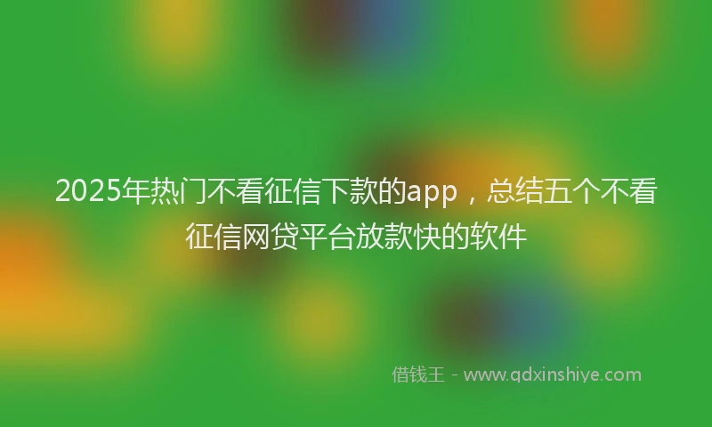 2025年热门不看征信下款的app，总结五个不看征信网贷平台放款快的软件