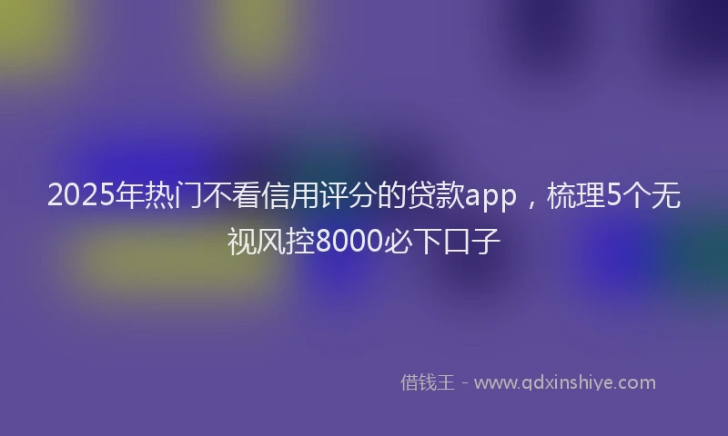 2025年热门不看信用评分的贷款app，梳理5个无视风控8000必下口子