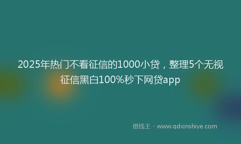 2025年热门不看征信的1000小贷，整理5个无视征信黑白100%秒下网贷app