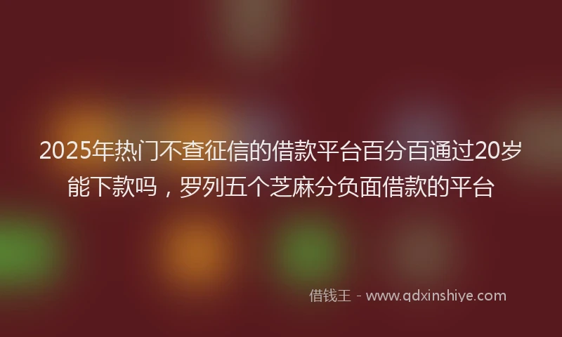 2025年热门不查征信的借款平台百分百通过20岁能下款吗，罗列五个芝麻分负面借款的平台