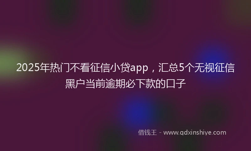 2025年热门不看征信小贷app，汇总5个无视征信黑户当前逾期必下款的口子