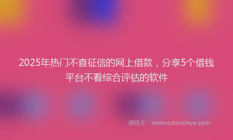 2025年热门不查征信的网上借款,分享5个借钱平台不看综合评估的软件