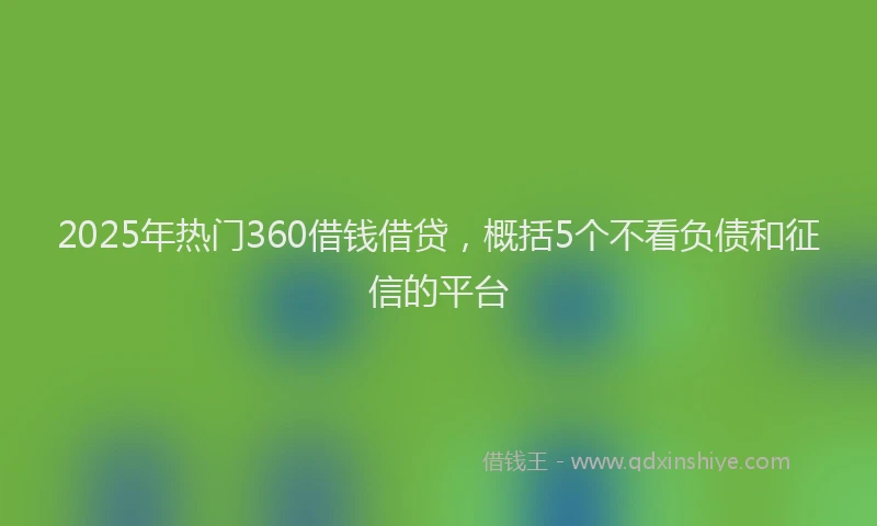 2025年热门360借钱借贷，概括5个不看负债和征信的平台