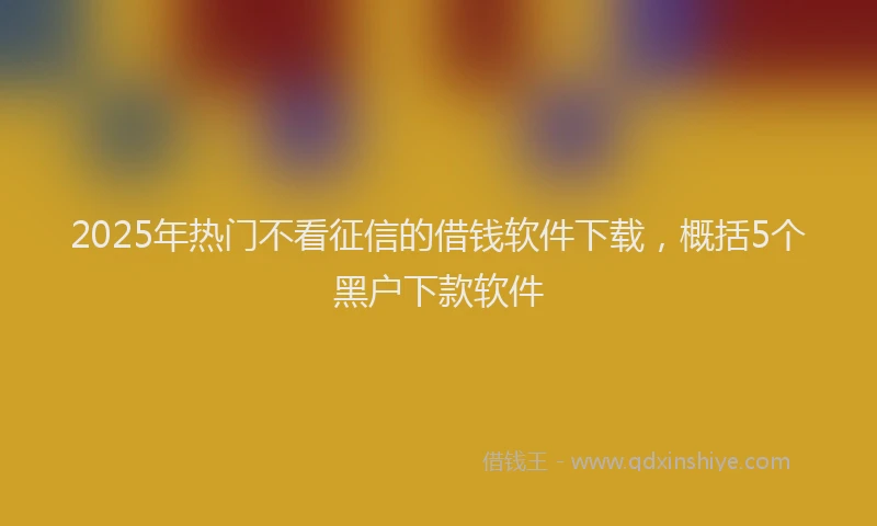 2025年热门不看征信的借钱软件下载，概括5个黑户下款软件