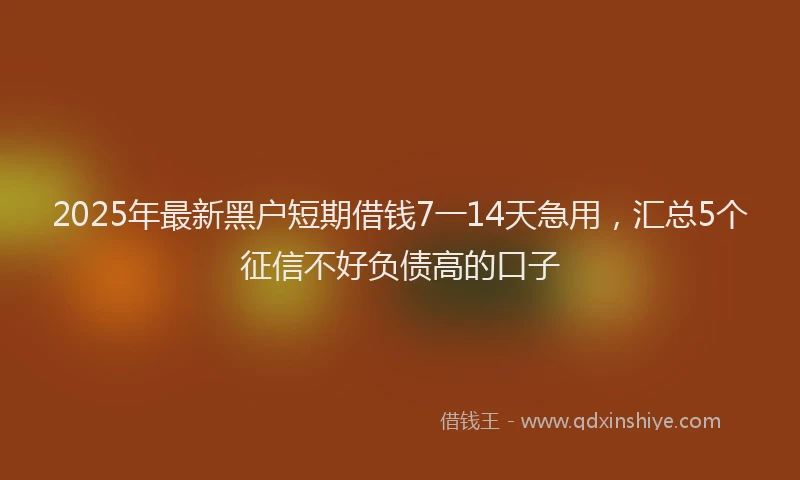 2025年最新黑户短期借钱7一14天急用，汇总5个征信不好负债高的口子
