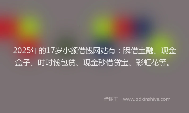 2025年的17岁小额借钱网站有：瞬借宝融、现金盒子、时时钱包贷、现金秒借贷宝、彩虹花等。