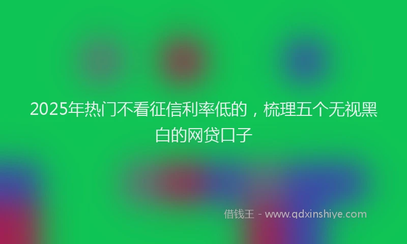 2025年热门不看征信利率低的，梳理五个无视黑白的网贷口子