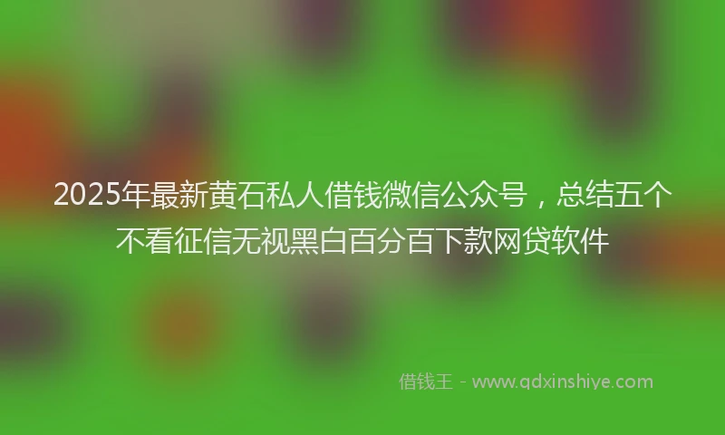 2025年最新黄石私人借钱微信公众号，总结五个不看征信无视黑白百分百下款网贷软件