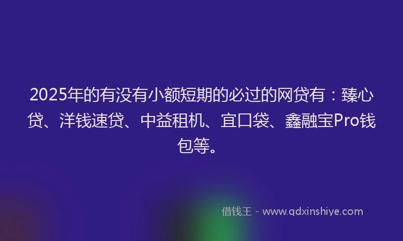 2025年的有没有小额短期的必过的网贷有：臻心贷、洋钱速贷、中益租机、宜口袋、鑫融宝Pro钱包等。