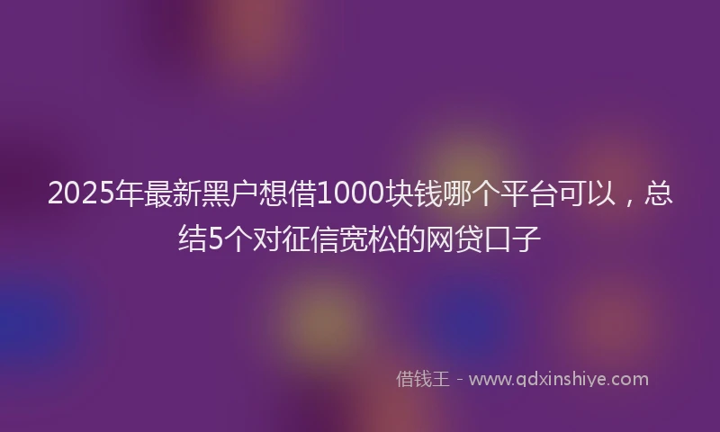 2025年最新黑户想借1000块钱哪个平台可以，总结5个对征信宽松的网贷口子