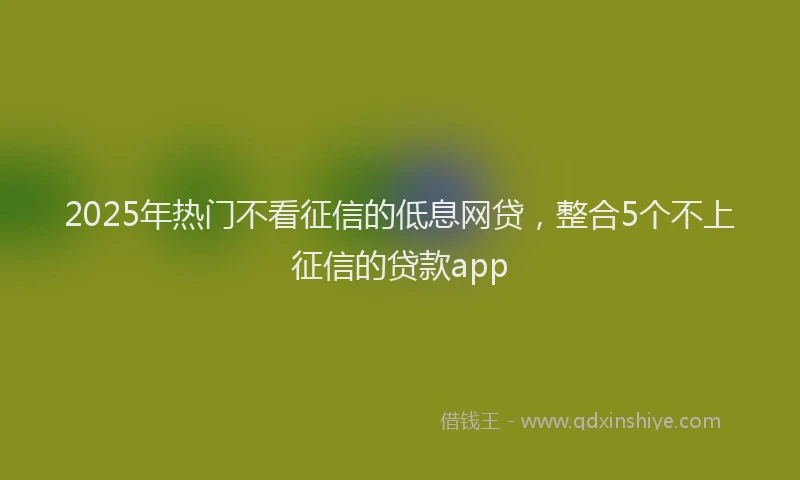 2025年热门不看征信的低息网贷，整合5个不上征信的贷款app