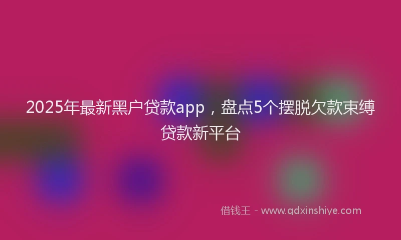 2025年最新黑户贷款app，盘点5个摆脱欠款束缚贷款新平台