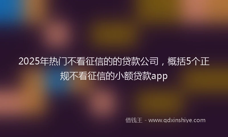 2025年热门不看征信的的贷款公司，概括5个正规不看征信的小额贷款app