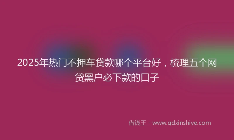 2025年热门不押车贷款哪个平台好，梳理五个网贷黑户必下款的口子