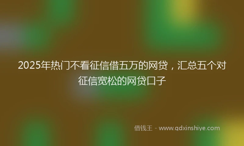 2025年热门不看征信借五万的网贷，汇总五个对征信宽松的网贷口子